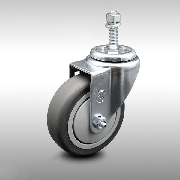 4 Inch SS Thermoplastic Rubber Wheel Swivel 10mm Threaded Stem Caster SCC